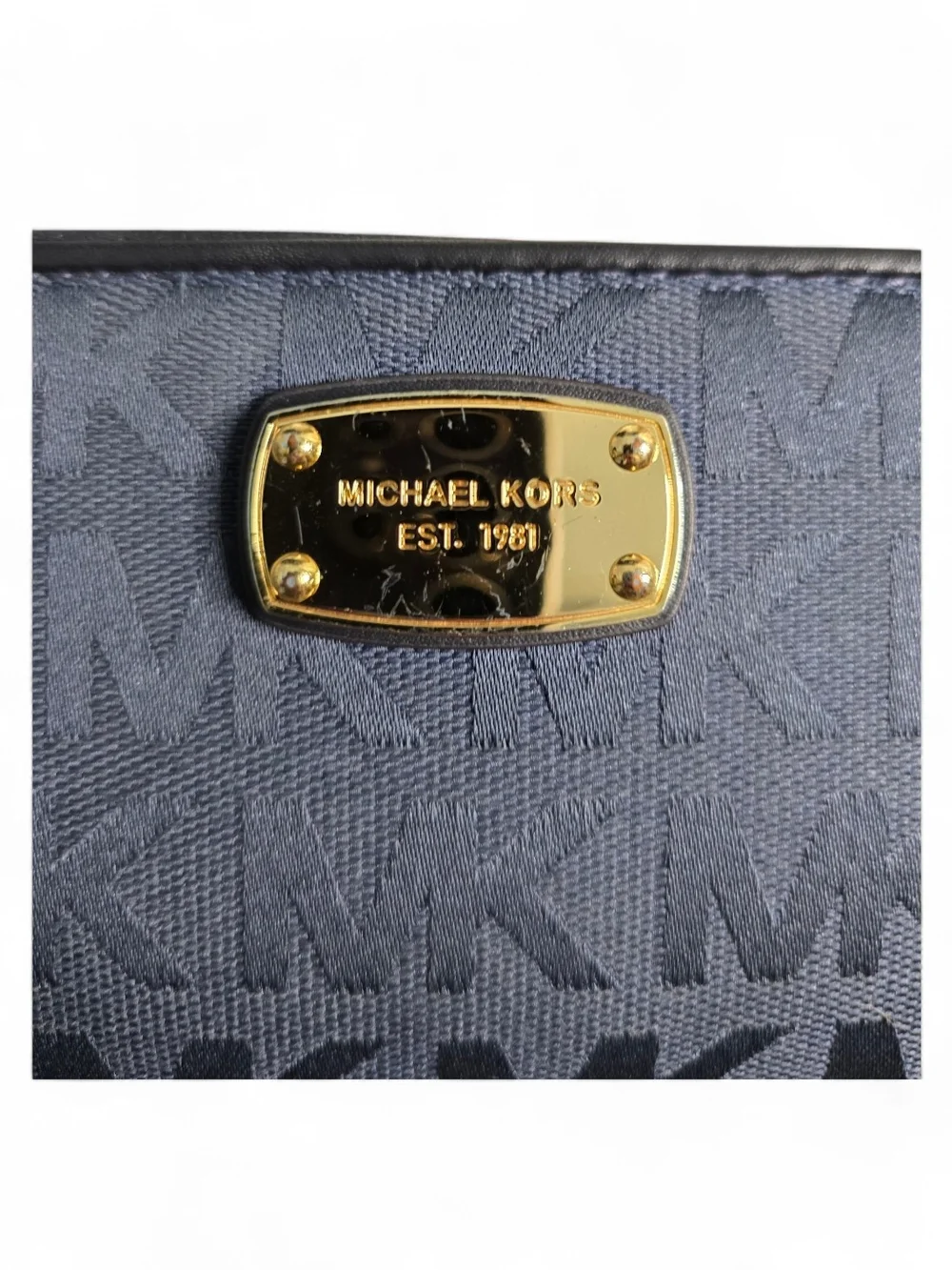 Michael Kors Navy MK Logo Tote & Wallet Bundle EUC - Picture 12 of 15